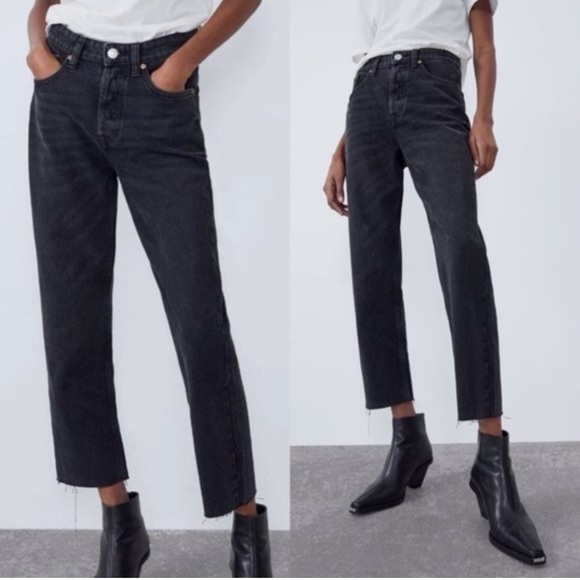 Zara Denim - Zara High Rise Black Wash Straight Jeans
